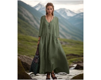 Cotton Maxi Dress, Renaissance dress, Plus size Dress, Medieval dress, oversize dress, Cottagecore Dress, Milkmaid Dress, Boho dress
