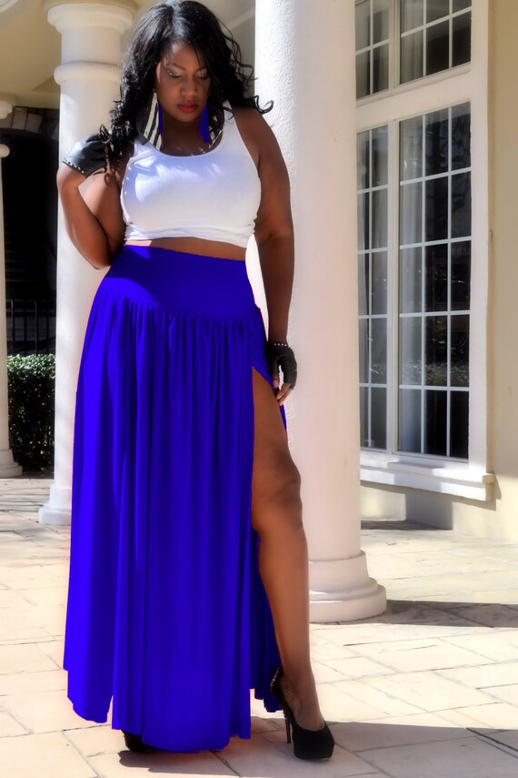 plus size maxi skirt with double slits