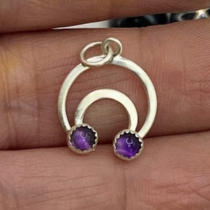 Petite feminine moon Amethyst Lunula pendant