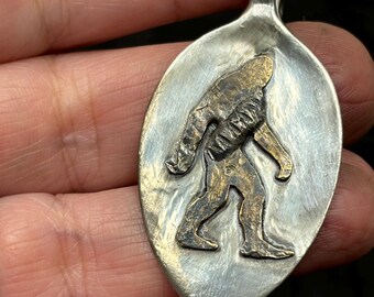 Sasquatch Chewbacca Sterling Silver & Brass Pendant: Upcycled Spoon Necklace Star Wars inspired