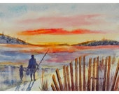 Go Fish Beach Watercolor Painting