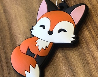 Coffee Fox keychain - fox keychain, cute fox, Cartoon fox charm, fox Gift, chibi fox keyring