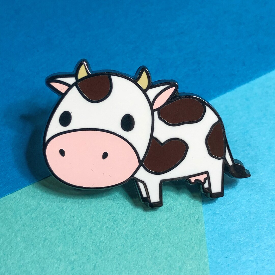 Brown and White Cow Hard Enamel Pin Cow Pin Cute Cow Pin Etsy