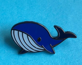 Not So Blue Whale Pin, blue whale pin, cute whale pin, cartoon whale art, whale enamel pin