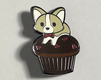 Pupcake Cream Corgi Enamel Pin, Cartoon Corgi Puppy Pin, Corgi Cupcake Pin, Corgi Gift, Corgi Birthday Gift, Corgi Lover Pin