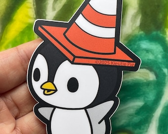 Conehead Pengy Vinyl Sticker - Weatherproof