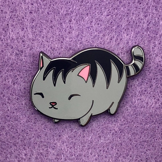 Fat Grey Tabby Cat Enamel Pin Cartoon Cat Pin Chubby Cat Etsy