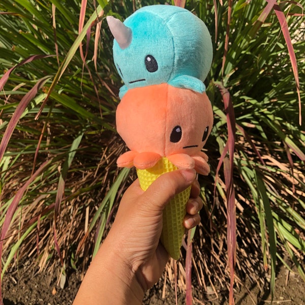 Narwhal Octopus Ice Cream Plush, ice cream plushie, narwhal stuffed animal, stuffed toy, softie, octopus plushie, collectible plush