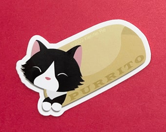 Tuxedo Purrito - Durable Weatherproof Die Cut Matte Vinyl Sticker - car, water bottle, laptop