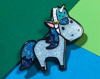 Magical Blue Glitter Unicorn - Hard Enamel Pin, Unicorn Lovers, Cute Unicorn Cartoon, Unicorn Art Pin, Girl Unicorn