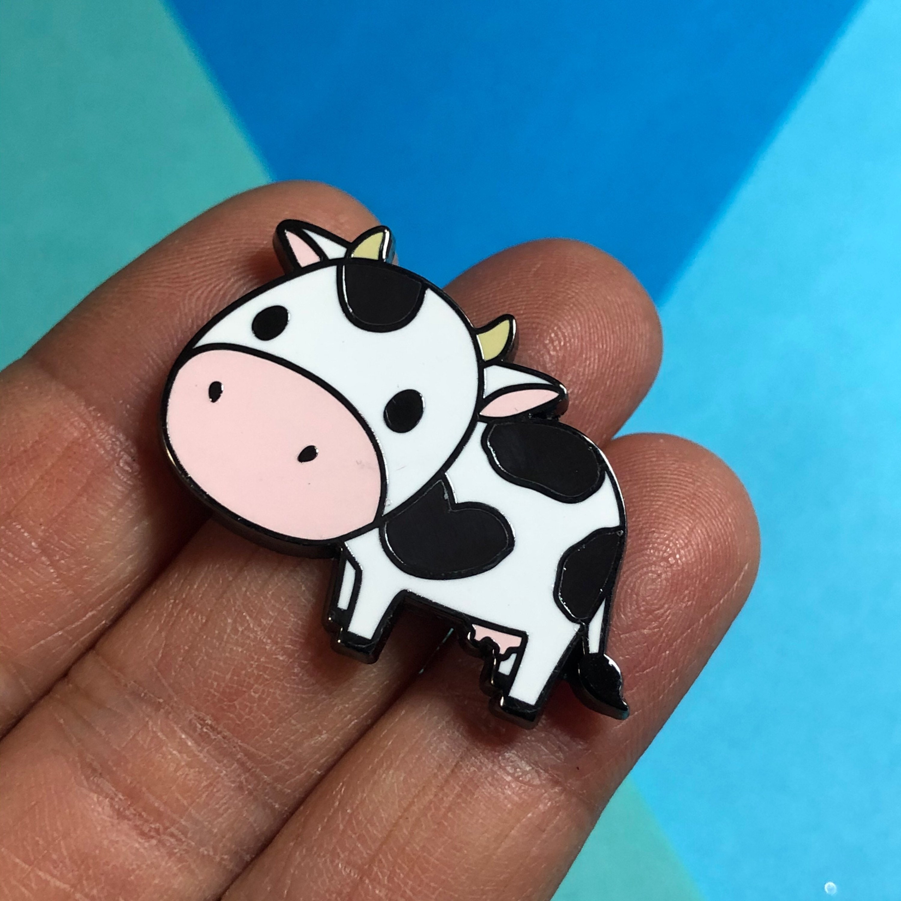 Black and White Cow Hard Enamel Pin Cow Pin Cute Cow Pin Etsy