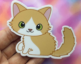 Blonde Fluffy Cat Vinyl Sticker - Weatherproof