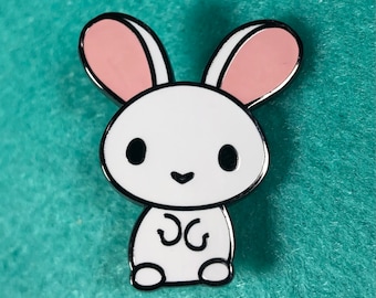 White Bunny Enamel Pin, All Ears Bunny, White Rabbit Pin, Bunny Art, Bunny cartoon, Pet Rabbit Pin, Bunny Love