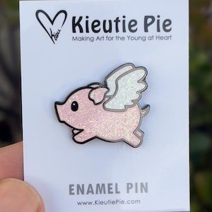When Pigs Fly - Sparkle Pig - Glitter Hard Enamel Pin, flying pig pin, glitter pig pin, pink glitter pin, 1&quot;