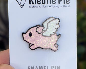 When Pigs Fly - Sparkle Pigasus - Glitter Hard Enamel Pin, flying pig pin, glitter pig pin, pink glitter pin, 1"