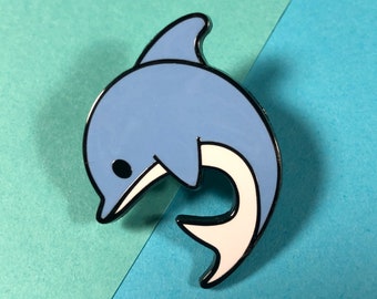Blue and White Dolphin Enamel Pin, Blue Dolphin, Dolphin Pin, Dolphin Art, Dolphin cartoon, Ocean Theme, Beach Lover