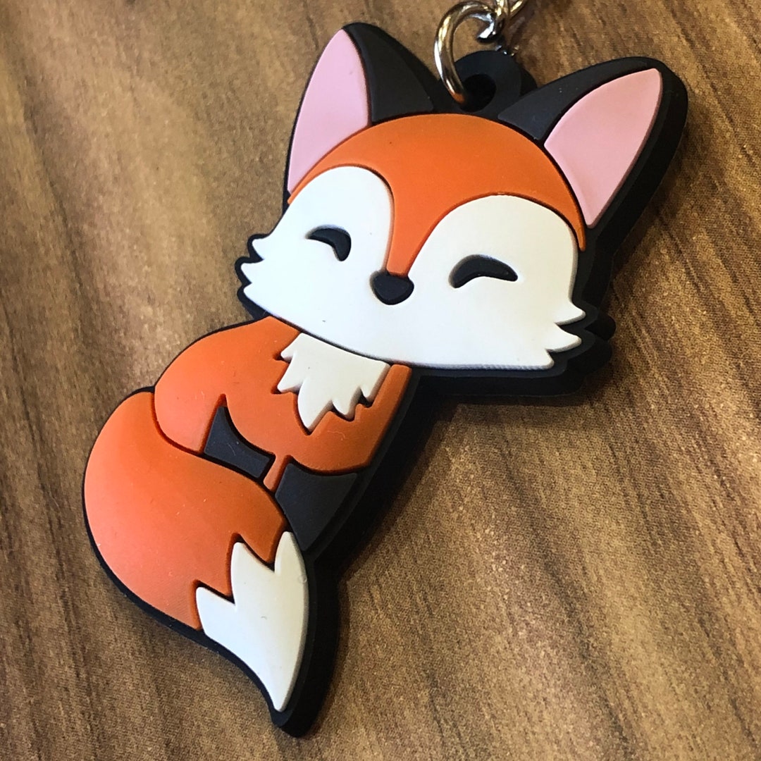 Cute Enamel Keychain Flower Fox Key Ring Animal Key Chains