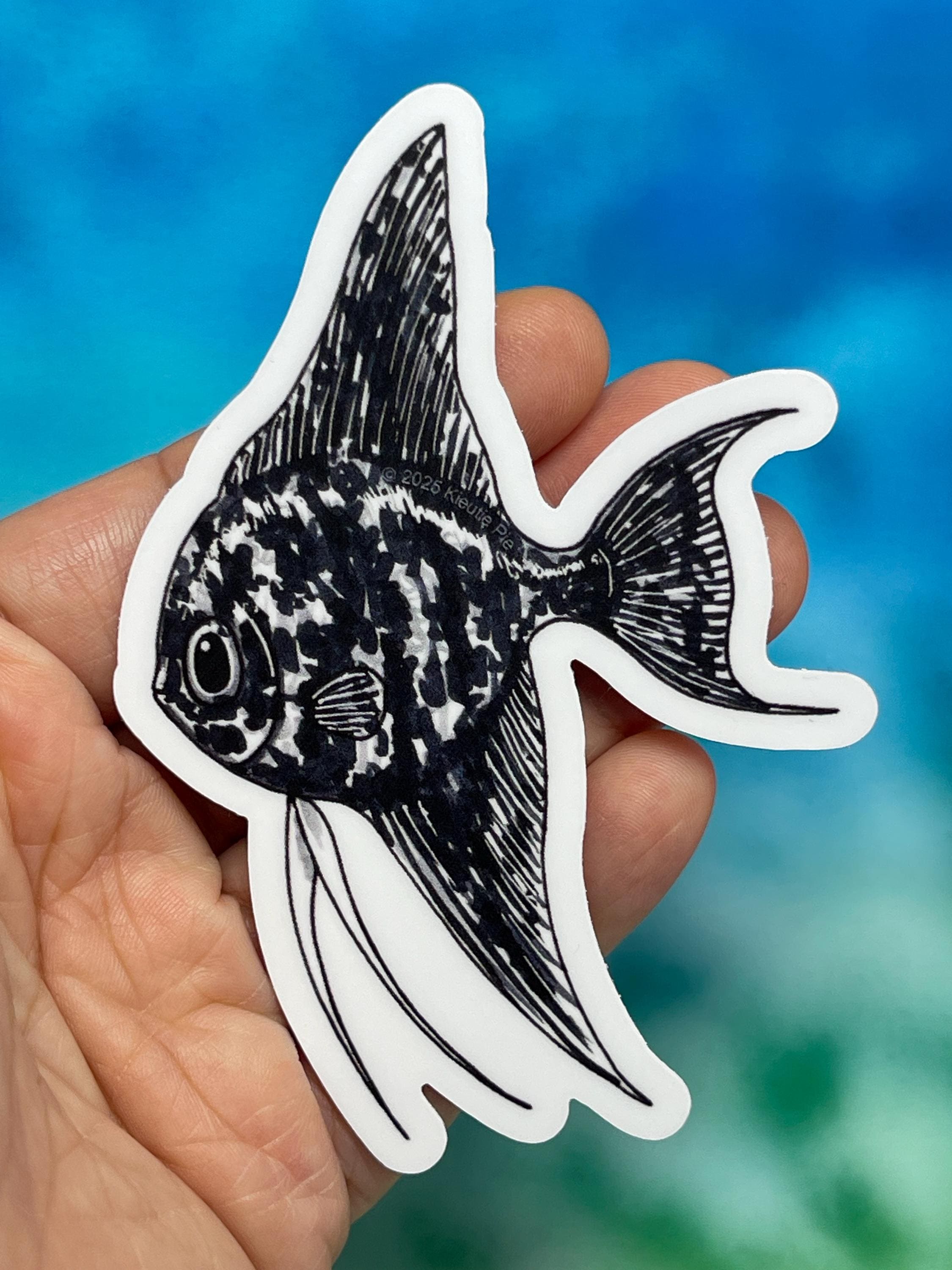 Black Marble Angelfish Vinyl Sticker - Weatherproof - Etsy