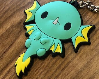 Donut Dragon keychain - dragon keychain, cute dragon, Cartoon dragon charm, baby dragon Gift, chibi dragon keyring