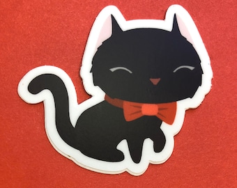 Black Cat Durable Weatherproof Die Cut Matte Vinyl Sticker - car, water bottle, laptop