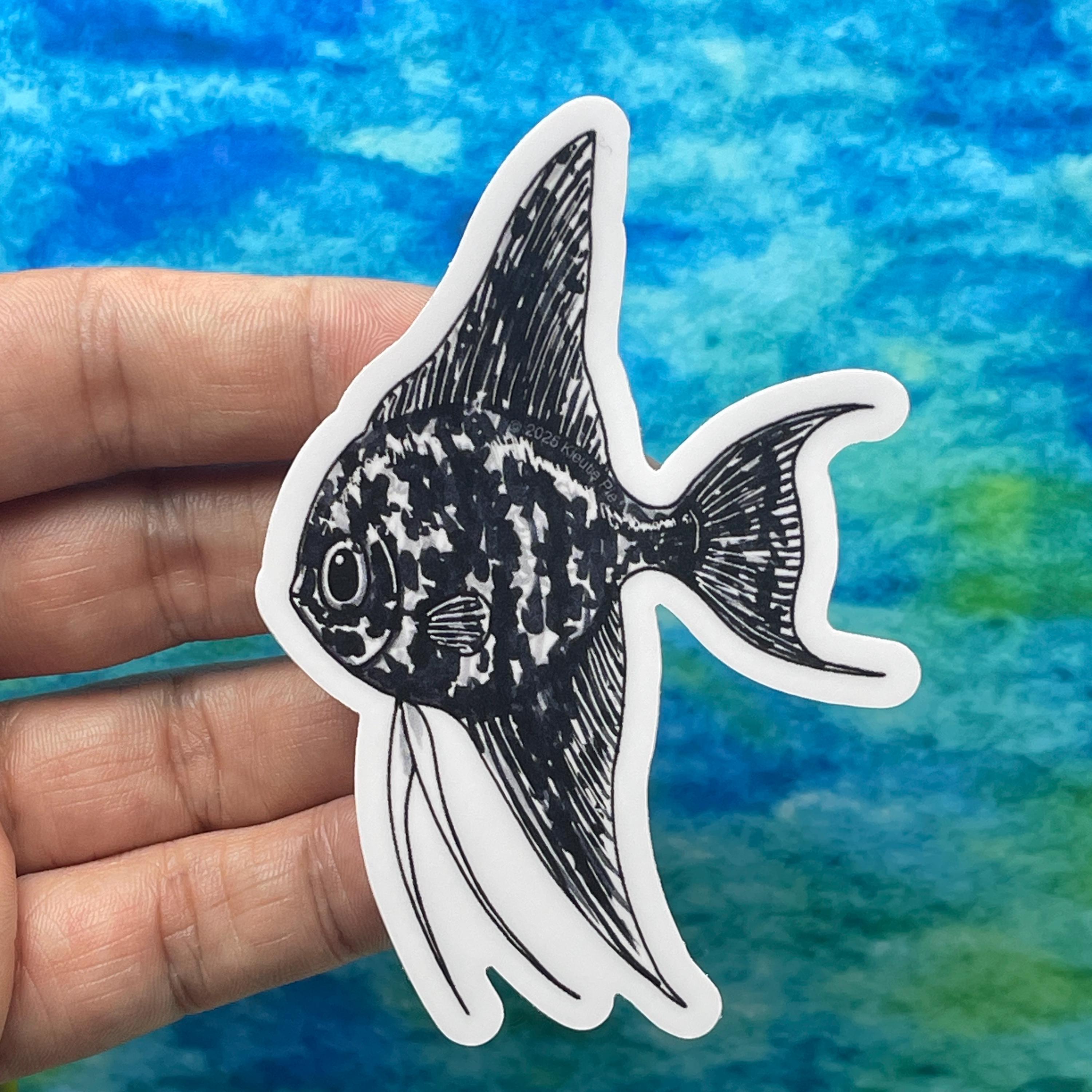 Black Marble Angelfish Vinyl Sticker - Weatherproof - Etsy