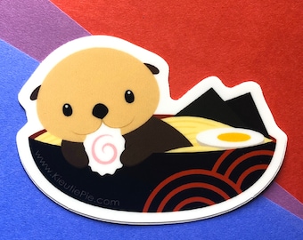 Ramen Otter Durable Weatherproof Die Cut Matte Vinyl Sticker - car, water bottle, laptop