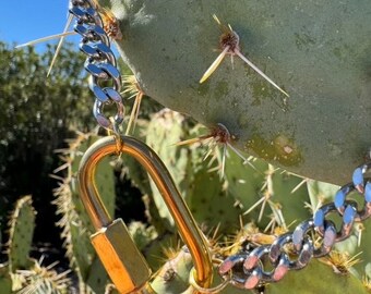 Carabiner charm necklace, charm necklace, carabiner necklace, shackle necklace