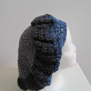 gray blue beret gray blue hat color block beret vegan beret crochet beret gray blue snood, slouchy beret &quot;literate&quot;