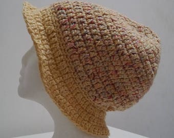 yellow slouchy hat, brimmed hat, handmade hat, spring hat, crochet hat, cotton linen hat "delight"