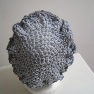 gray beret, grey hat, gray hat, gray blue hat, vegan beret, grey blue beret, crochet beret, gray blue snood &quot;pigeon&quot;