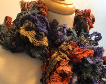 lavender grey boa, lavender scarf loopy yarn scarf  mixed fibers scarf warm scarf "aunty"