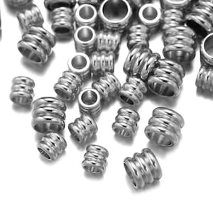 20pcs Stainless Steel Large Hole Spacer Loose Charm Caps Beads for DIY Leather Bracelet Necklace Jewelry Crafts Making Findings