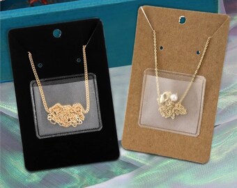 Necklace Display Cards: Clear Adhesive Pouches, Jewelry Supplies (50pcs)