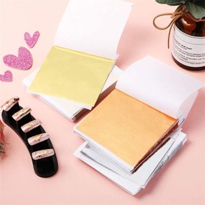 100 stuks 9 x 9 cm Art Craft Imitatie Goud Sliver Koperfolie Papier Blad Bladeren Vellen Vergulden DIY Sieraden Ambachtelijke Decor Design Papier.