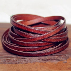 Coffee Brown Flat Leather Cord, DIY Jewelry Making, 2m Length