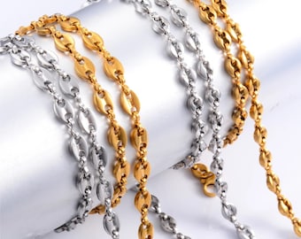 Gouden roestvrijstalen koffieboonketting, doe-het-zelf sieraden maken