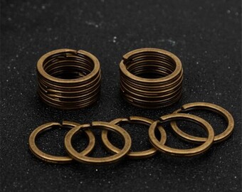 アンティークブロンズキーホルダー、25～30mm、DIYキーホルダー用品、20個