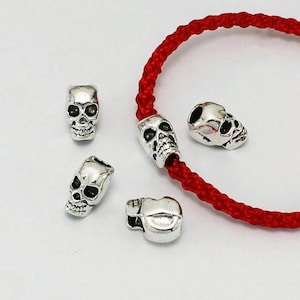 10pcs Skull Head Metal Beads with Large Hole Spacer Beads Steampunk Accessories for Charms Bracelets Making Supplies Men Women