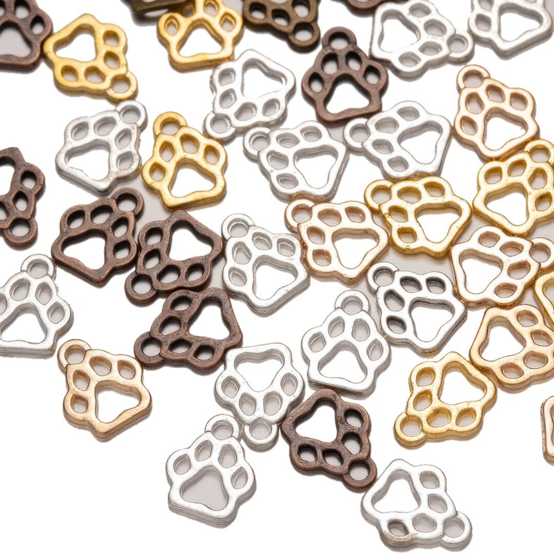 25 Ciondoli A Forma Di Zampa Di Cane In Lega Arcobaleno – Per Creazione Gioielli Fai Da Te, 19x16 Mm