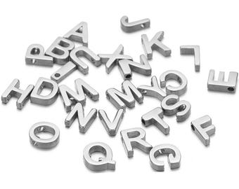 10pcs Stainless Steel Letter Beads, DIY Jewelry Supplies