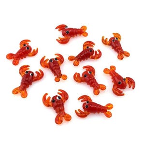 2Pcs 23x30mm Cute Red Lobster Glass Beads Ocean Pendants For DIY Bracelet Necklace Earrings Accessories Jewelry Making Findings