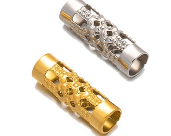 20pcs Gold Stainless Steel Hollow Tube Spacer Beads, 3mm Hole