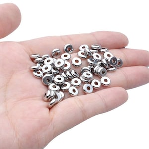 50PCS 304 Stainless Steel Flat Round Beads 4 5 6 8 10 mm Disc Loose Spacer Beads For Jewelry Making DIY Bracelet Necklace Supply.