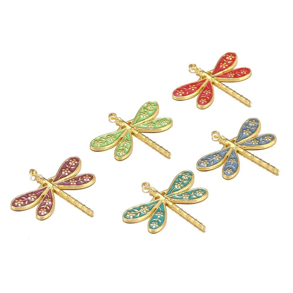 Lot De 6 Pendentifs Libellules Acier Inoxydable 12x11 Mm - Hypoallergénique