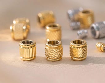 Gold Stainless Steel Large Hole Spacer Beads, DIY Jewelry (10pcs)