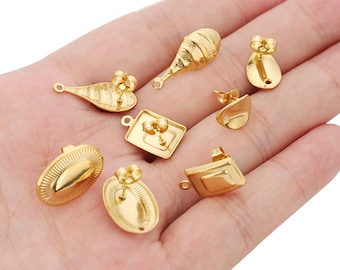 10 postes para pendientes de acero inoxidable dorados, para hacer joyas DIY