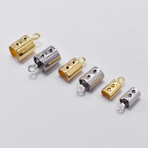 50pcs Stainless Steel Fold Over Cord End Cap Tip Crimp Leather Ribbon Clamp Clasp for Bracelet Necklace Jewelry DIY Craft Making.