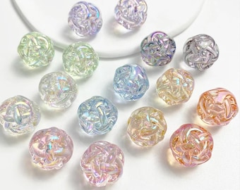 10pcs AB Iridescent Acrylic Round Beads | DIY Jewelry Spacer