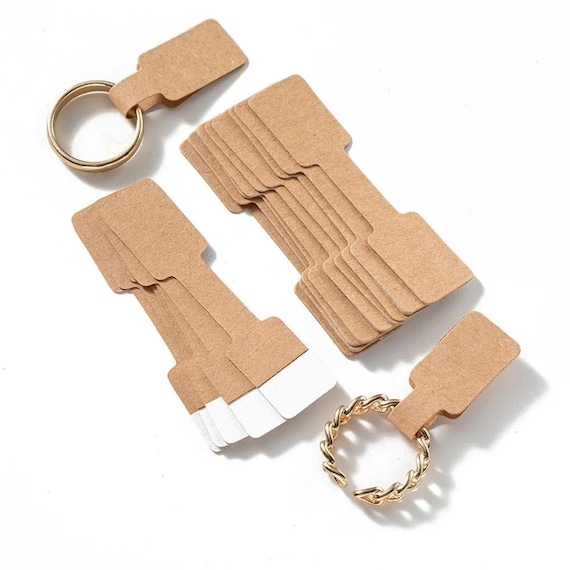 200Pcs Rectangle Blank Jewelry Price Tags Barbell Sticker Label Necklace Ring Earring Display Packaging Small Business Material.
