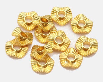 Perline a disco ondulato placcate oro 18 carati, materiale per bricolage (20 pezzi)